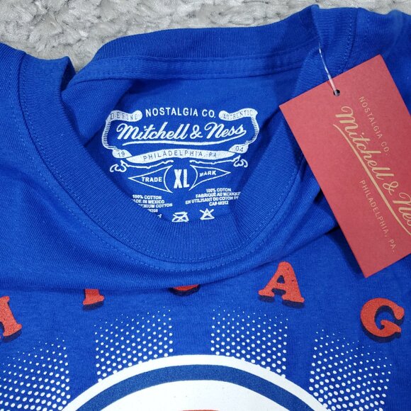 Chicago Cubs Mitchell & Ness Cooperstown Collection Blue Graphic Logo T-Shirt XL - Picture 3 of 7